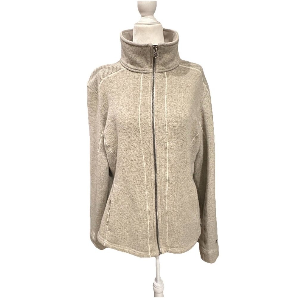 Kuhl Women’s Size XL Full Zip Sweater  Long Sleeve Oatmeal Outdoors